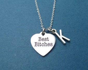 Personalized necklace, Letter necklace, Initial necklace, Best Bitches necklace, Best friend gift, Friendship gift, Graduation gift