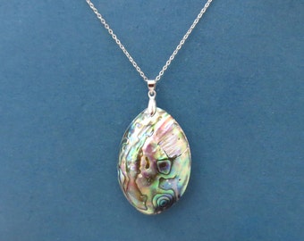 Natural Abalone Shell Necklace, Abalone Necklace, Ocean Shell Necklace, Natural Shell Necklace, Paua Shell Necklace, Rainbow Abalone