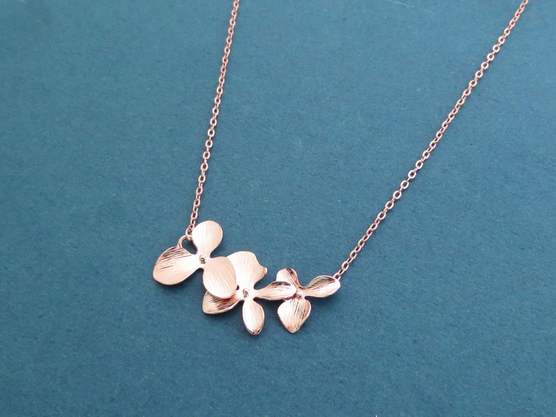 Orchid, Gold, Silver, Rose gold, Necklace, Birthday, Wedding, Best friends, Sister, Gift, Jewelry image 2