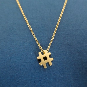 Hashtag, Number, Sign, Pound, Key, Gold filled, Sterling silver, Chain, Necklace, Birthday, Best friends, Sister, Gift, Jewelry