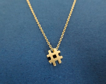 Hashtag, Number, Sign, Pound, Key, Gold filled, Sterling silver, Chain, Necklace, Birthday, Best friends, Sister, Gift, Jewelry