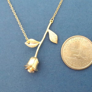 Gold rose necklace Flower necklace Pendant necklace Charm image 3