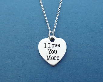 I Love You More, Silver, Necklace, Heart, Love, Necklace, Birthday, Lovers, Best friends, Mom, Gift, Jewelry