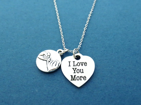 I Love You More Necklace, Pinky Promise Necklace, Heart Necklace