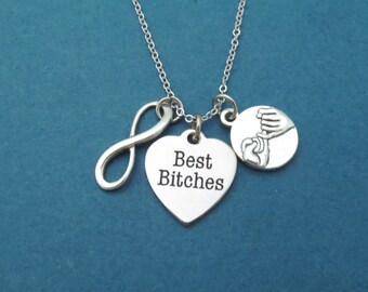 Infinity, Pinky, Promise, Best, Bitches, Silver, Necklace, Birthday, Best friends, Friendship, Gift, Jewelry
