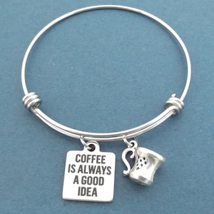 El café siempre es una buena idea, Café, Taza, Plata, Brazalete, Pulsera, Cumpleaños, Mejores amigas, Hermana, Gilmore, Regalo, Joyas
