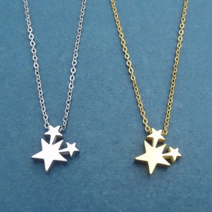 Three Star Necklace,Star Necklace,Triple Star Necklace,Gift for Her,Gold Star Necklace,Silver Star Necklace,Necklace,Star Pendant,Celestial