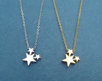 Three Star Necklace,Star Necklace,Triple Star Necklace,Gift for Her,Gold Star Necklace,Silver Star Necklace,Necklace,Star Pendant,Celestial