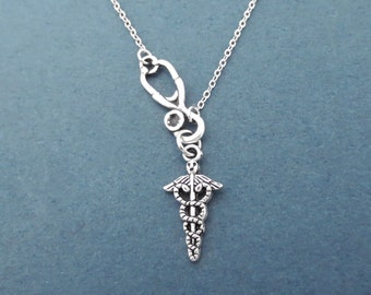 Stethoscope, Medical, Insignia, Silver, Necklace, Doctor, Nurse, Medical, Hospital, Birthday, Best friends, Graduation, Gift, Jewellery