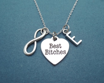 Personalized, Letter, Initial, Infinity, Best bitches, Necklace, Birthday, Best friends, Friendship, Gift, Jewelry