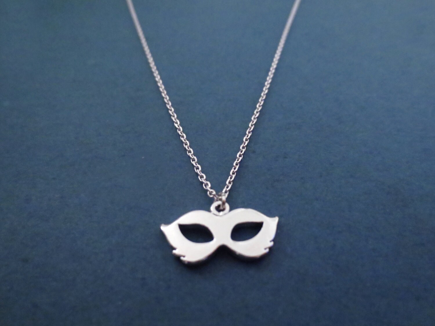 Cute Mask Silver Necklace Modern Dainty Minimal | Etsy