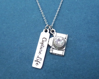 Large Cubic Camera, Capture Life Necklace, Silver, Necklace, Birthday, Friendship, Lovers, Mother's day, Anniversary, Gift, Jewelry