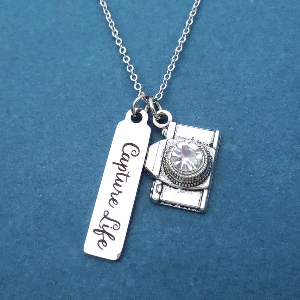 Large Cubic Camera, Capture Life Necklace, Silver, Necklace, Birthday, Friendship, Lovers, Mother's day, Anniversary, Gift, Jewelry