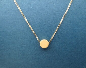 Karma Dot Circle Gold Necklace, Minimal Necklace, Dainty Necklace, Round Pendant Necklace, 14K Gold plated Necklace, Gift For Her