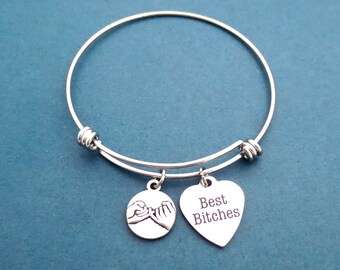 Pinky promise bracelet, Best Bitches bangle, Adjustable bracelet, Friendship present, Best friend present, Couple present, Christmas present