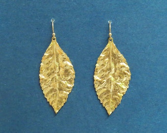 Leaf earrings, Gold filled/ Sterling silver hook earrins, Golden Leaf, Silver Leaf, Leaf Jewelry, Leaf Earrings