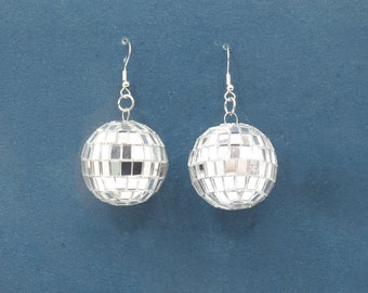 Disc earrings, Silver earrings, Dangle earrings,Minimalist earrings, Gift for her, Ball earrings, Disc Ball earrings, Cicle earrings,Vintage