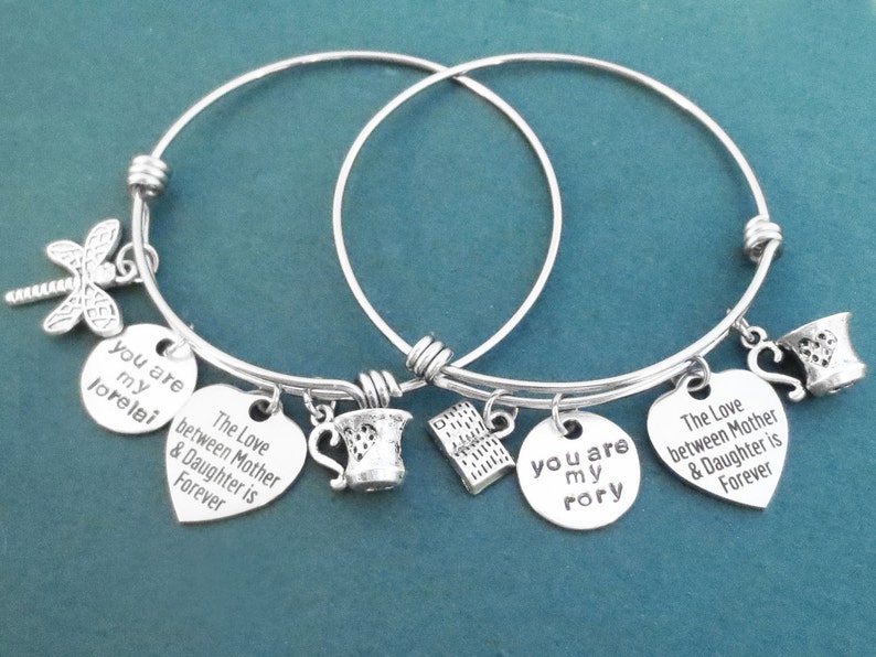Book The Love between Mother /& Daughter is Forever Mug Silver Cup Coffe Gift Gilmore Bangle you are my Rory Bracelet Jewelry
