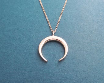 Horn, Rose gold, Necklace, Modern, Horn, Horseshoe, Necklace, Birthday, Best friends, Mother's day, Gift, Jewelry