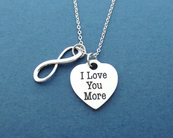 Infinity, I Love You More, Heart, Silver, Necklace, Love, Heart, Necklace, Birthday, Lovers, Best friends, Gift, Jewelry