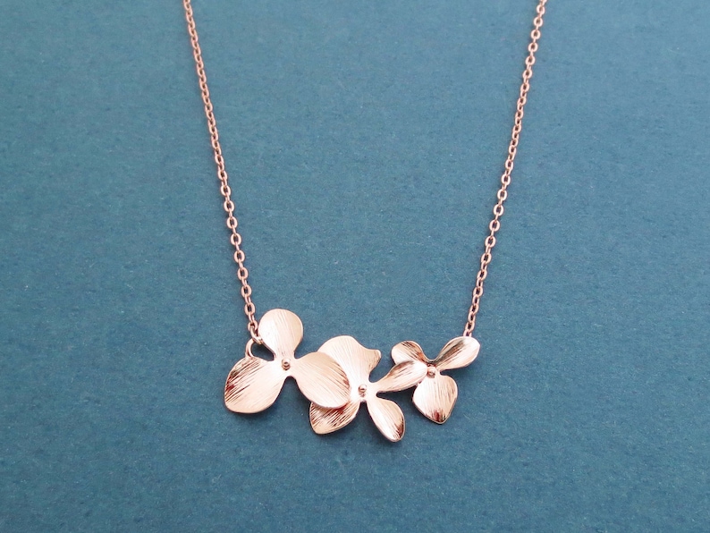 Orchid, Gold, Silver, Rose gold, Necklace, Birthday, Wedding, Best friends, Sister, Gift, Jewelry image 1