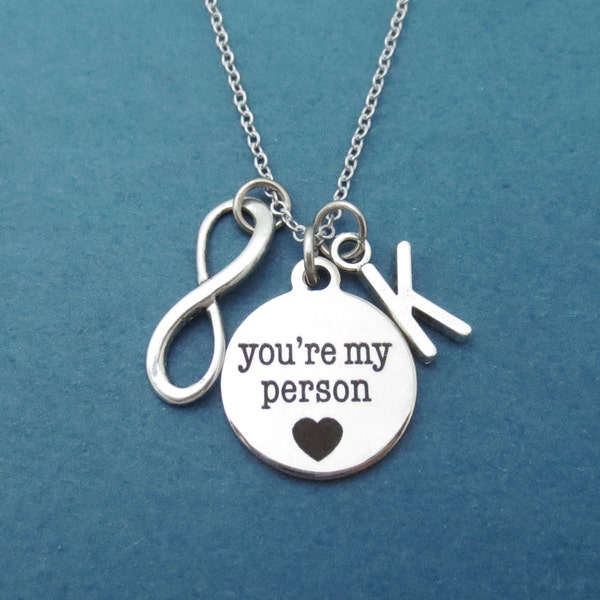 Personalized, Letter, Initial, Infinity, Heart, You're my person, Necklace, Birthday, Best friends, Friendship, Christmas, Gift, Jewelry