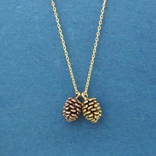 Collar de piña doble, collar de piña gemela, collar de 2 piñas, regalo de cumpleaños, regalo de amistad, regalo de Navidad