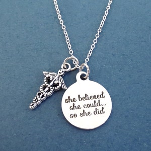 Caduceus, She believed, she could... so she did, Silver, Birthday, Best friends, Sister, Gift, Jewelry