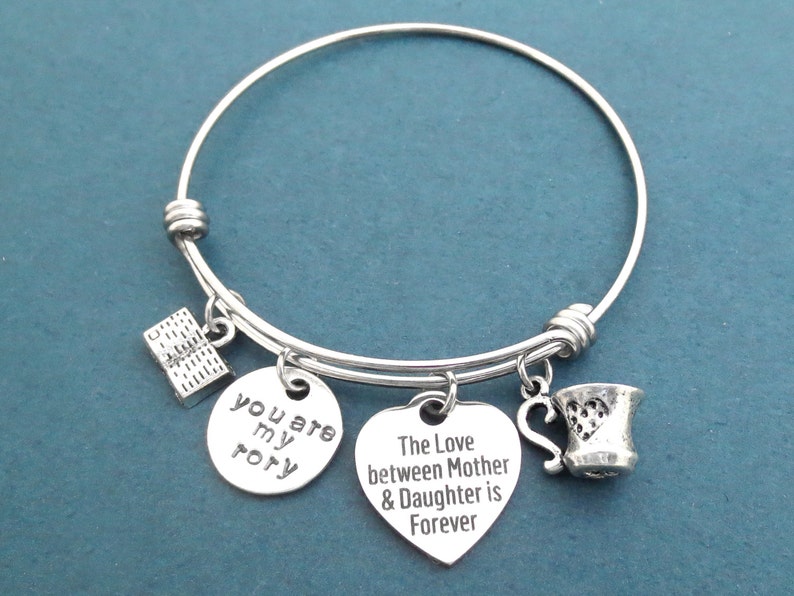 Book The Love between Mother /& Daughter is Forever Mug Silver Cup Coffe Gift Gilmore Bangle you are my Rory Bracelet Jewelry