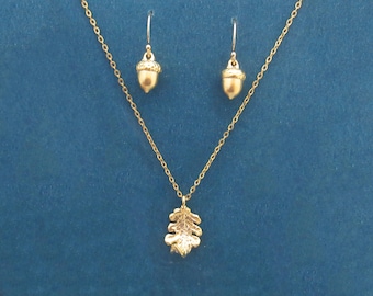 Acorn Earrings, Acorn Necklace, Acorn, Acorn Pendant, Jewelry Set, Earrings, Gift for Her, Acorn Jewelry, Autum, Oak, Acorns, Fall Jewelry