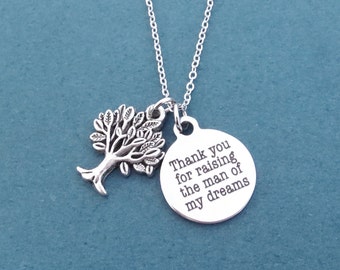 Thank you for raising the man of my dreams, Tree, Silver, Necklace, Thank you, Dream, Gift, Jewelry