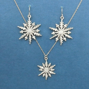 Collana con fiocco di neve Let it snow, collana con fiocco di neve, collana natalizia, orecchini con fiocco di neve, collana invernale, ciondolo con fiocco di neve, gioielli natalizi