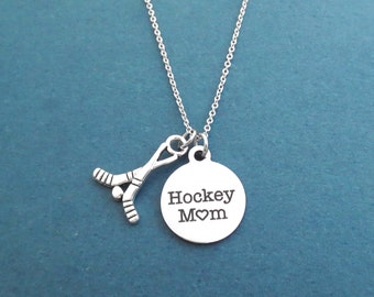 Hockey Mom, Hockey, Silver, Necklace, Sports, Necklace, Gift, Jewelry