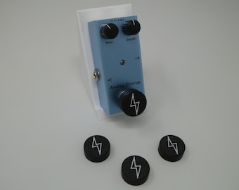 Guitar Pedal  Button Cap - Lightning Bolt, Quantity 4 - Made in and Shipped from the USA