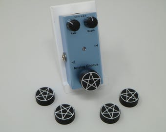 Guitar Pedal  Button Cap - Pentagram, Quantity 4 - Made in and Shipped from the USA