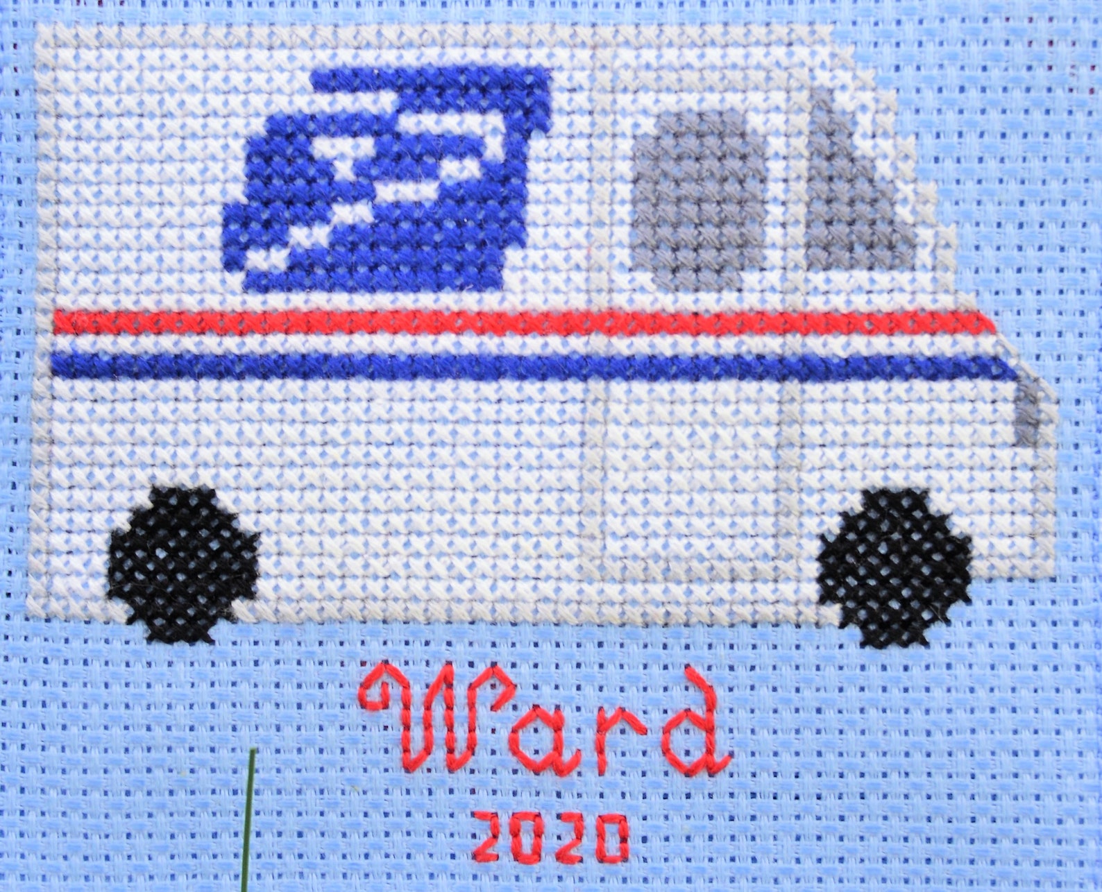 Mail Truck Christmas Ornament Handmade Cross Stitch Etsy