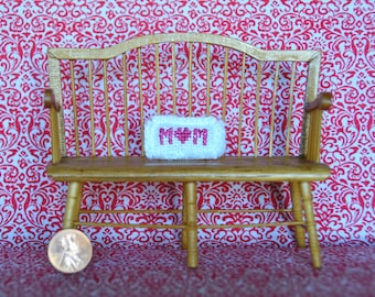 Mother's Day Dollhouse Miniature Cross Stitch Pillow With Heart