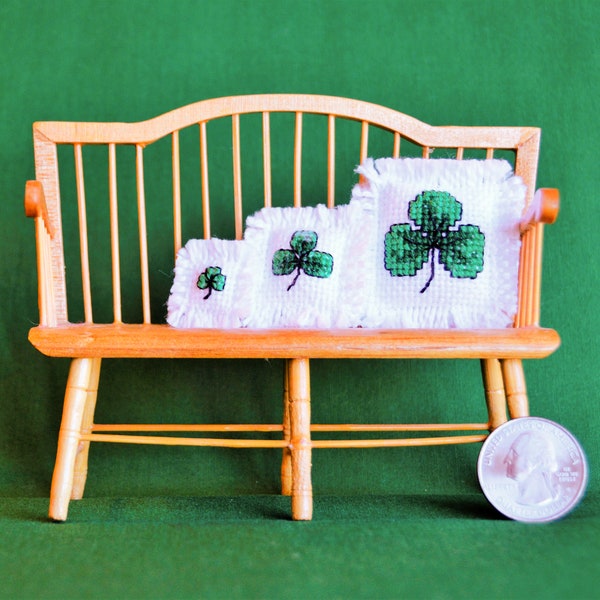 Dollhouse Miniature St. Patrick's Day Shamrock Pillows Set of three