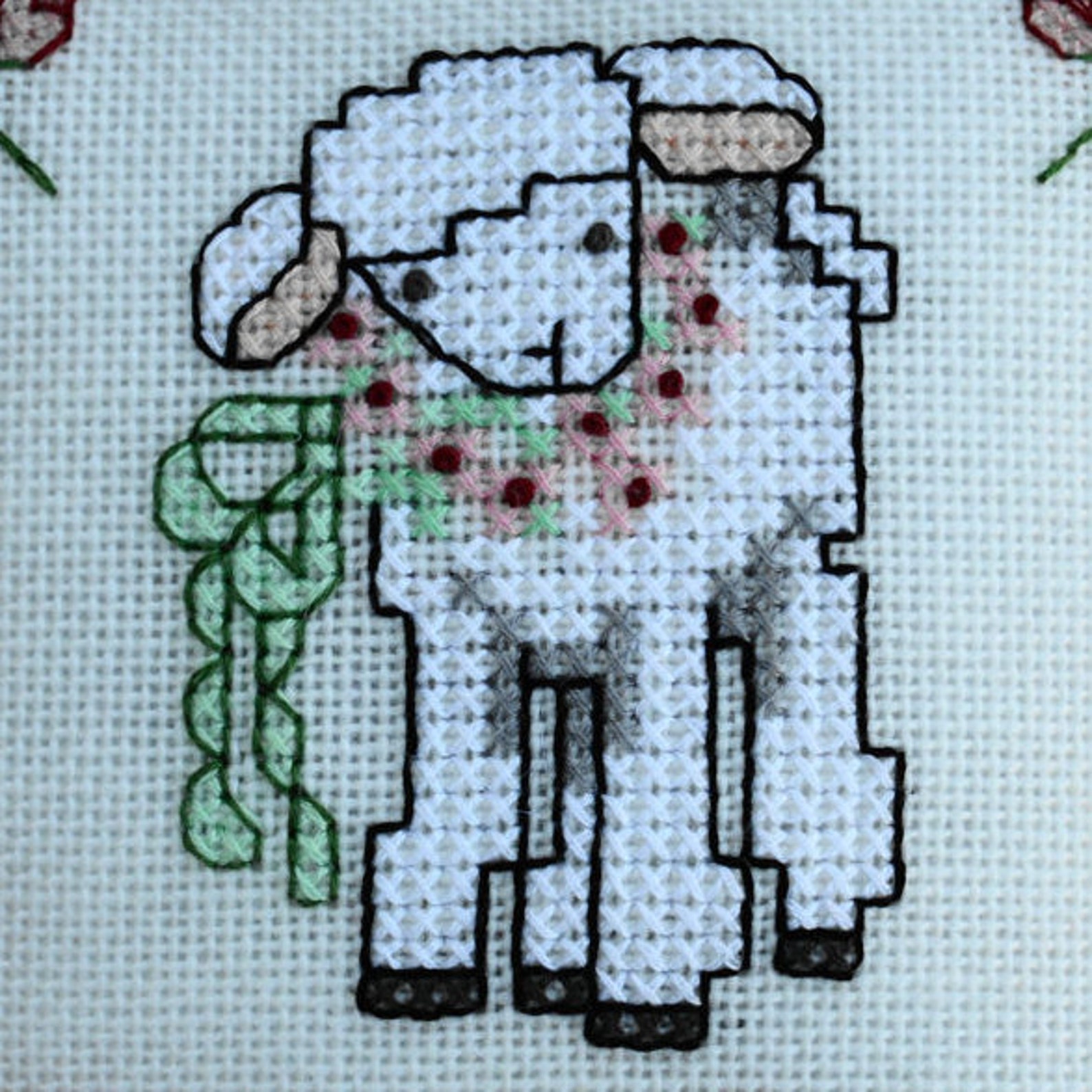 Personalized Baby Lamb Cross Stitch Pillow Embroidered with | Etsy