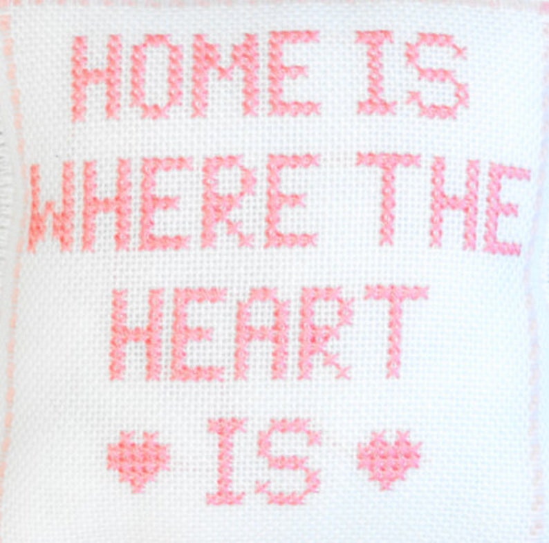 Embroidered Home Is Where The Heart Is Classic Cross Stitch Etsy