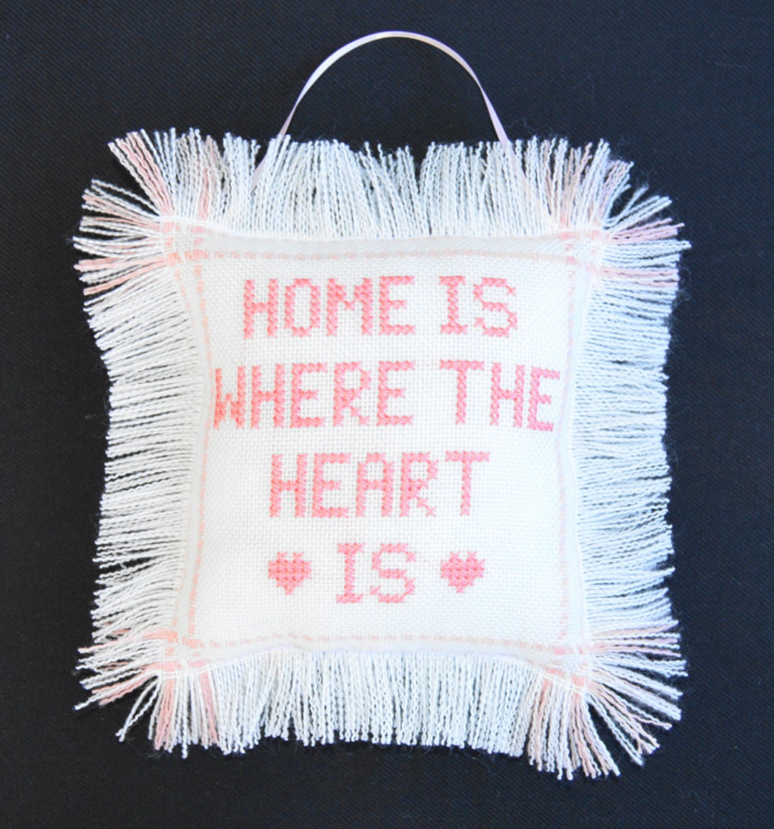 Embroidered Home is Where the Heart is Classic Cross Stitch Etsy