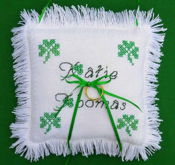 Personalized Irish Ring Bearer Pillow Hand Made Cross Etsy