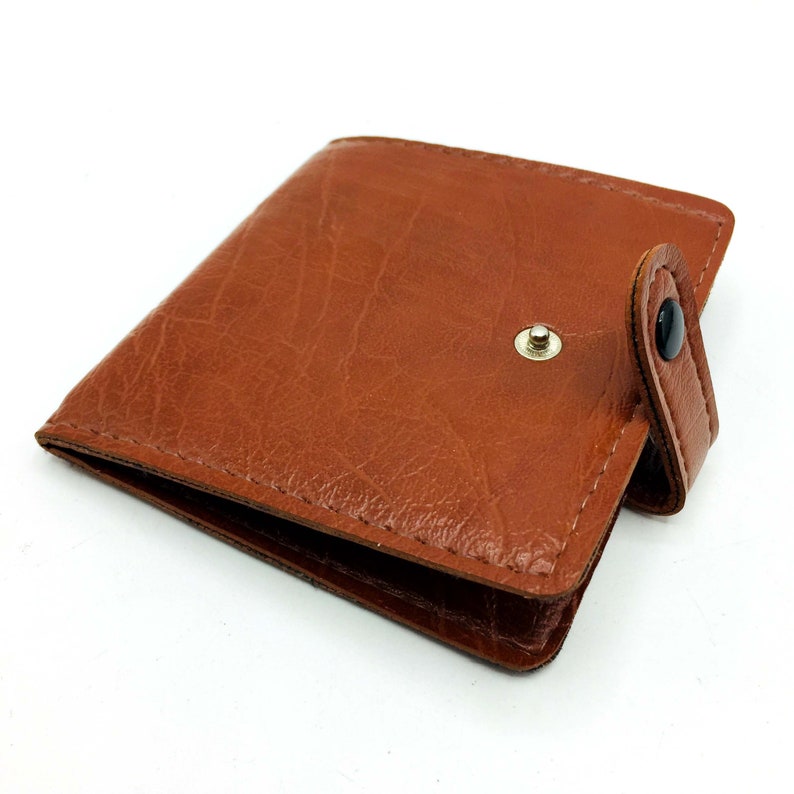 Money Card Holder Mid Credit Card /& Note Compartments Light Brown Leatherette 1960s 1970s Mens Bifold Wallet Vintage Gents Accessory