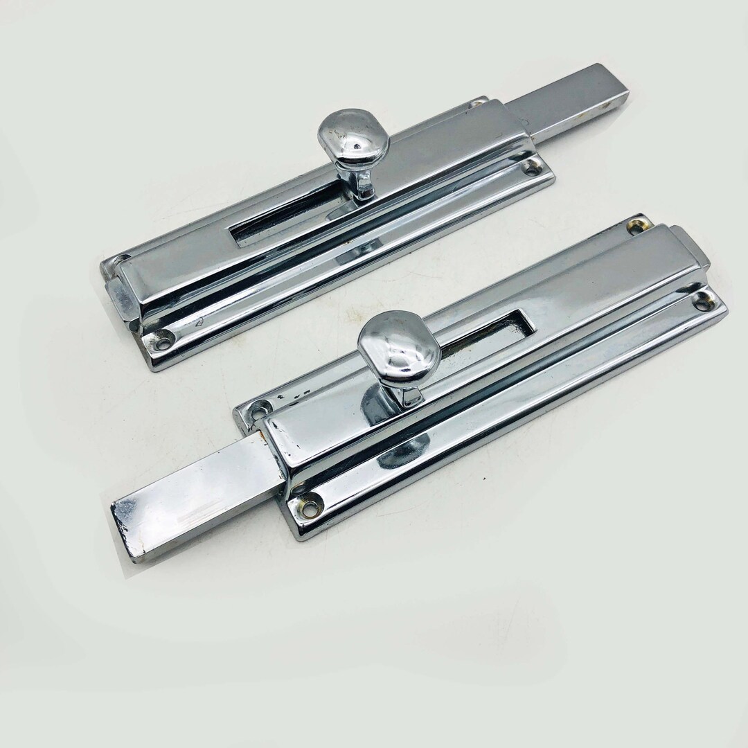 Pair Door Lock Sliding Bolt. 5 Chrome Security Heavy Duty Latch