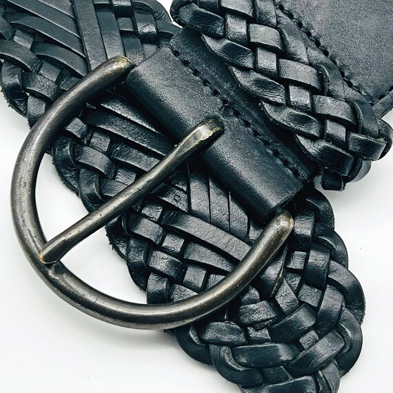 Vintage Unisex GAP Belt. Black Plaited Woven Blac… - image 6