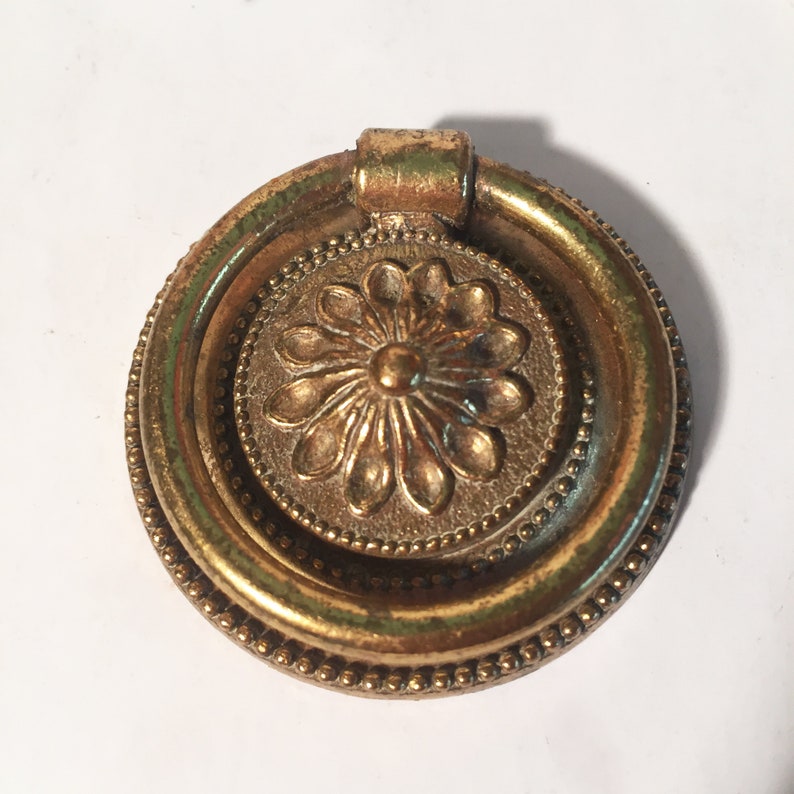 Antique Vintage Drawer Door Cabinet Pull Solid Brass Real Patina