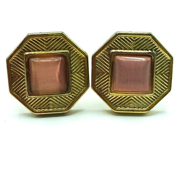 Mid 20th Century Gents Retro Jewellery Accessory 1950s 1960s Gold Tone Metal /& Pearlised Grey Acrylic Oval Centres Vintage Mens Cufflinks