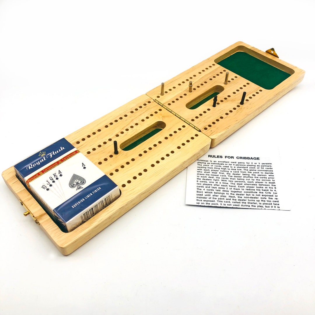 Vintage Crib / Cribbage Set. Folding Wood Board Metal Marker Etsy