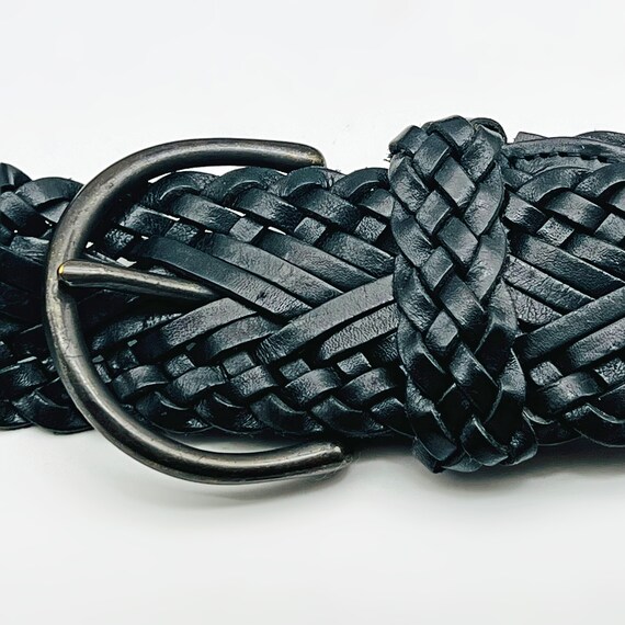 Vintage Unisex GAP Belt. Black Plaited Woven Blac… - image 3