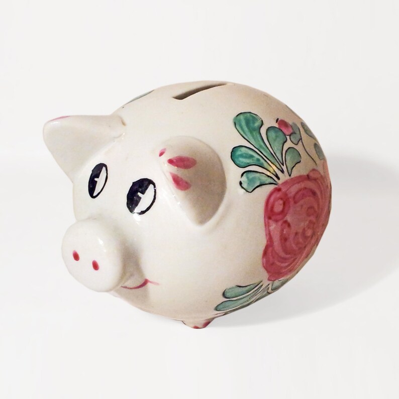 Ceramic Pig Piggy Bank Vintage Cutsie Kitsch Collectible Coin Etsy